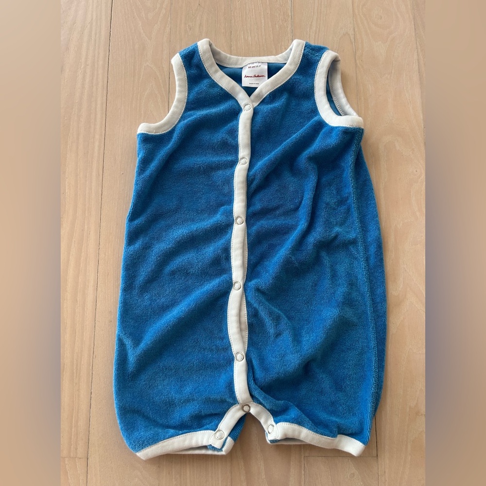 Hanna Andersson blue terry cloth romper 2T